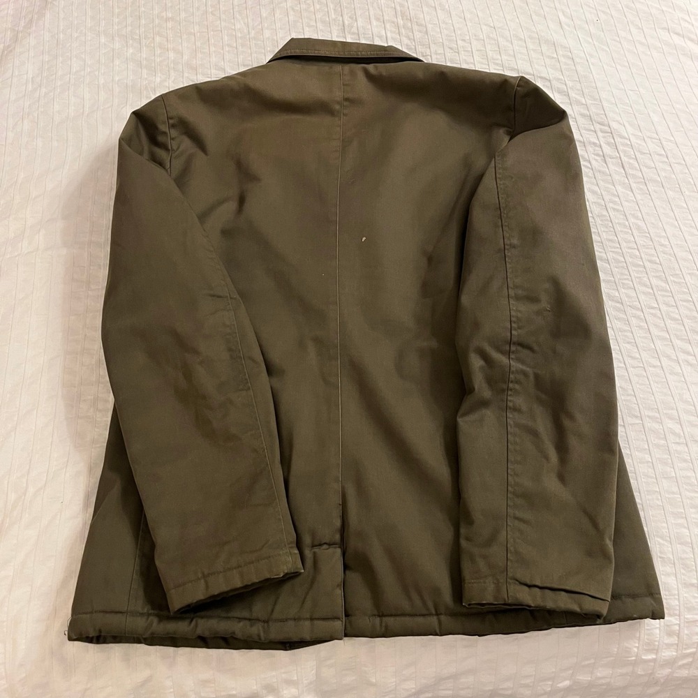 Dunderdon Mens Canvas Jacket XL Green Sherpa Lined Military Style Chore Olive - Picture 5 of 13